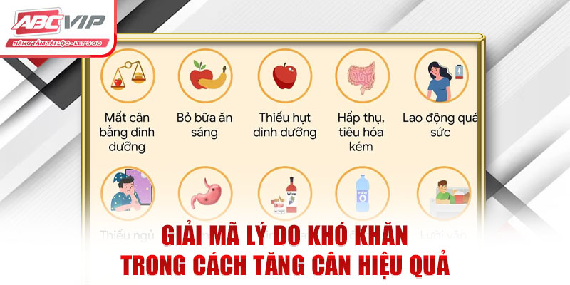 Cách Tăng Cân Hiệu Quả: Mẹo Chăm Sóc Sức Khỏe Từ Chuyên Gia 4 Giải mã lý do khó khăn trong cách tăng cân hiệu quả